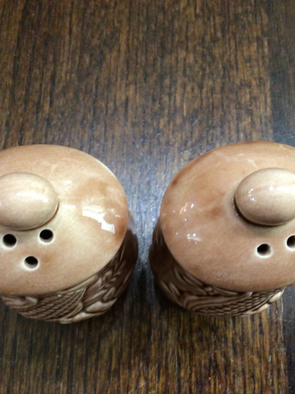 Vintage embossed corn on the cob and cornstalk, salt and pepper shakers